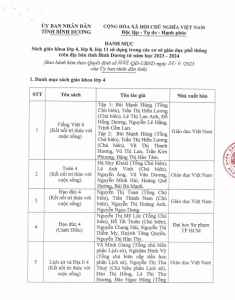 THÔNG BÁO DANH MỤC SÁCH GIÁO KHOA LỚP 4