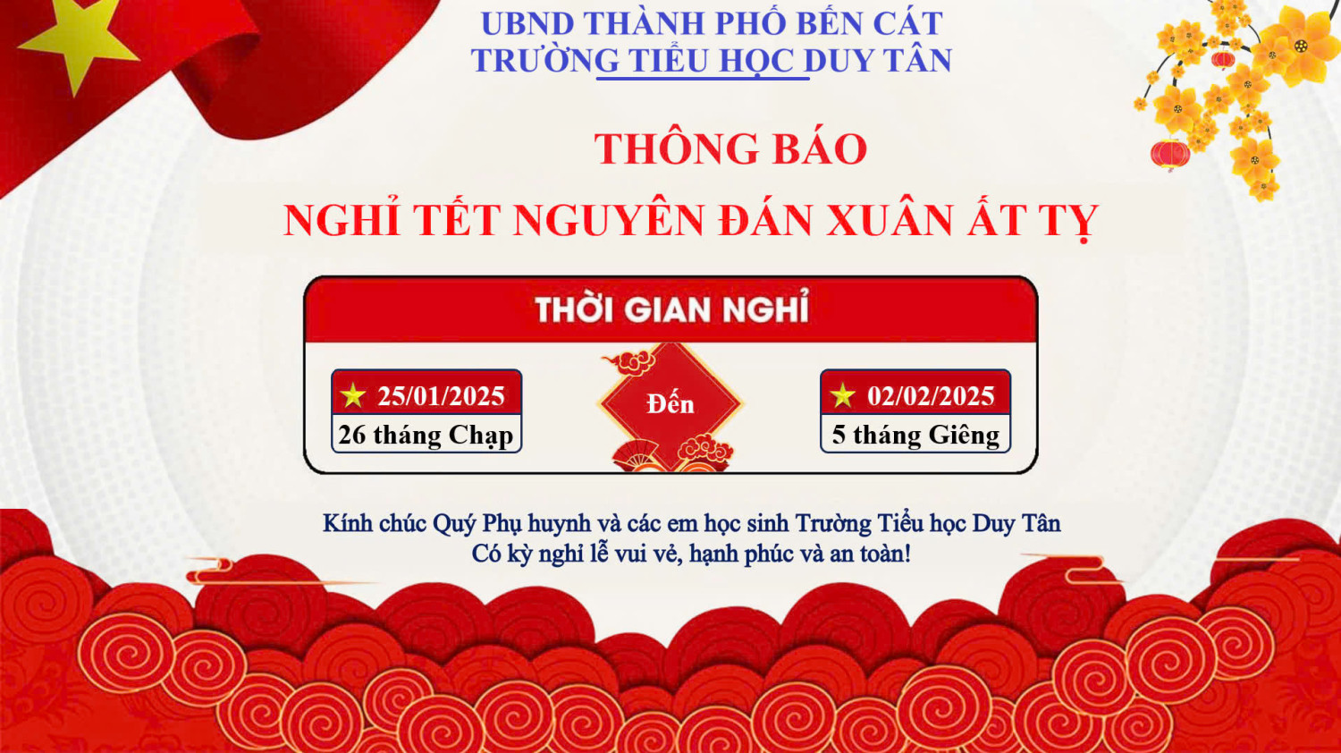 THÔNG BÁO NGHỈ TẾT ÂM LỊCH 2025